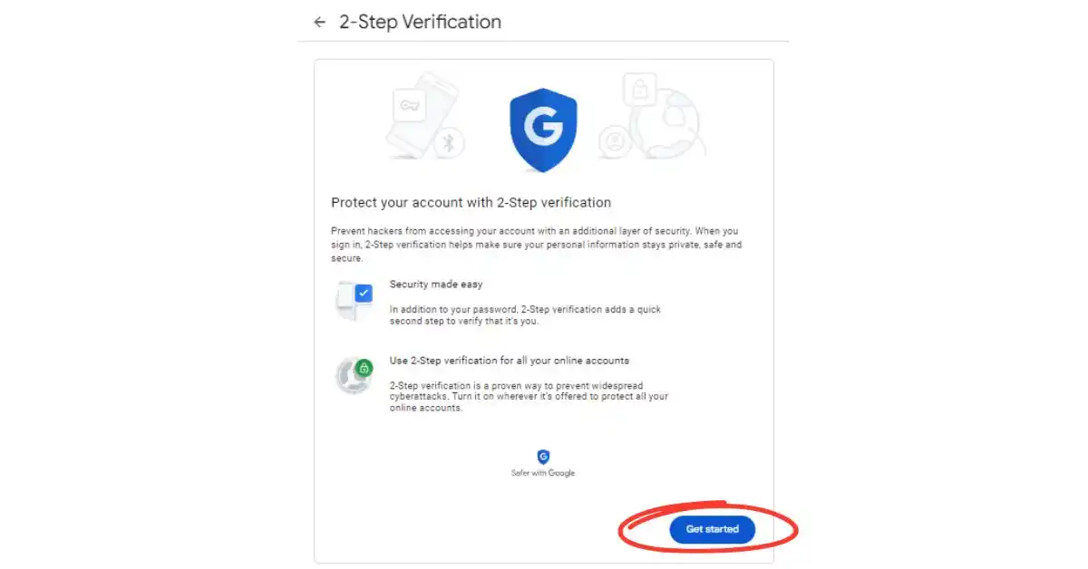 Enable 2 step verification on Gmail
