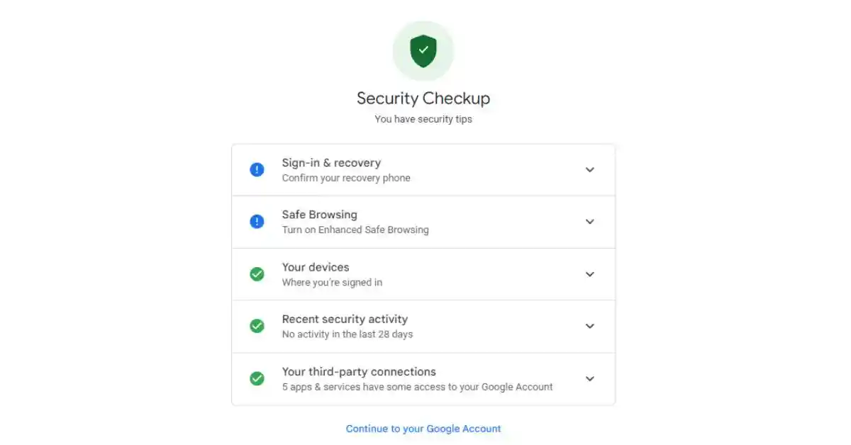 Gmail security checkup
