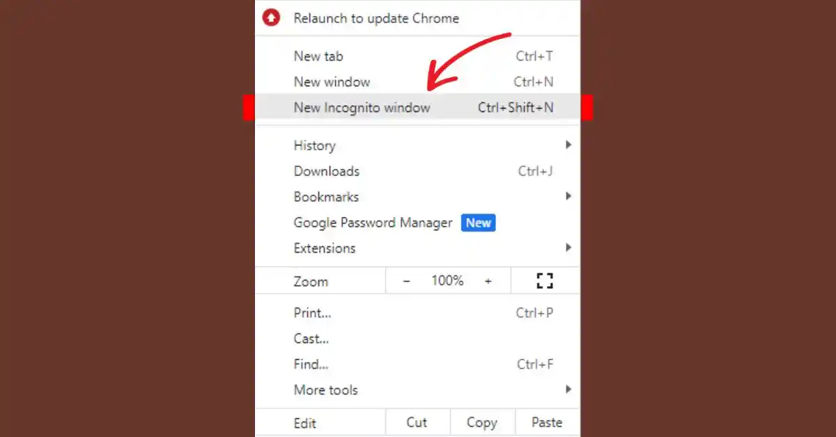 open new incognito window in chrome browser