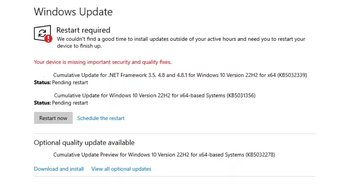 update your Windows OS