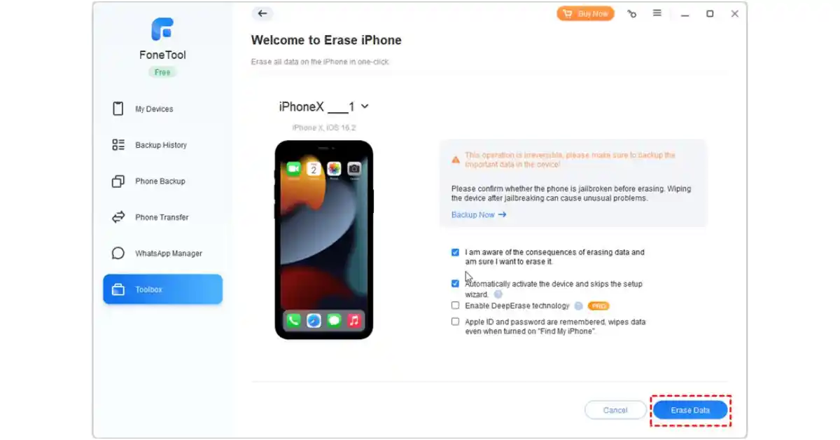 erase data in iPhone