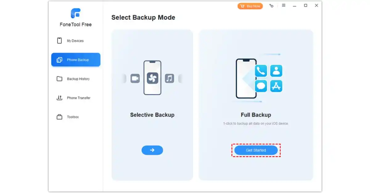 select backup method for iPhone data